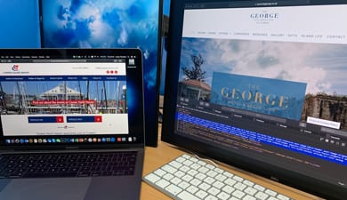 Laptop & Desktop screen showing the george and cowes yacht haven website